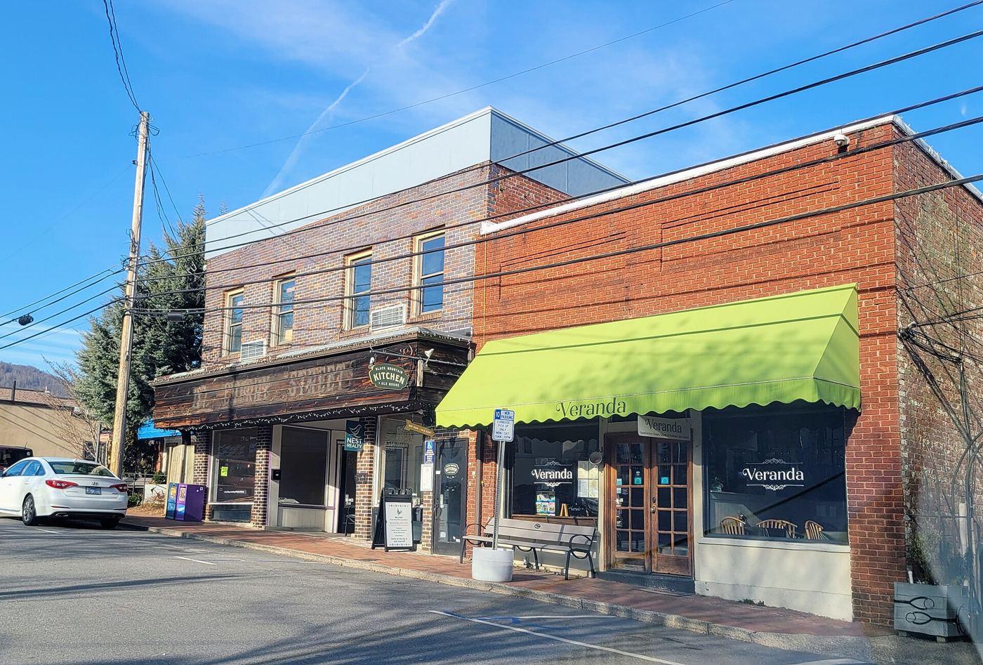Historic Cherry Street buildings including the Carolina Feed Store in Black Mountain